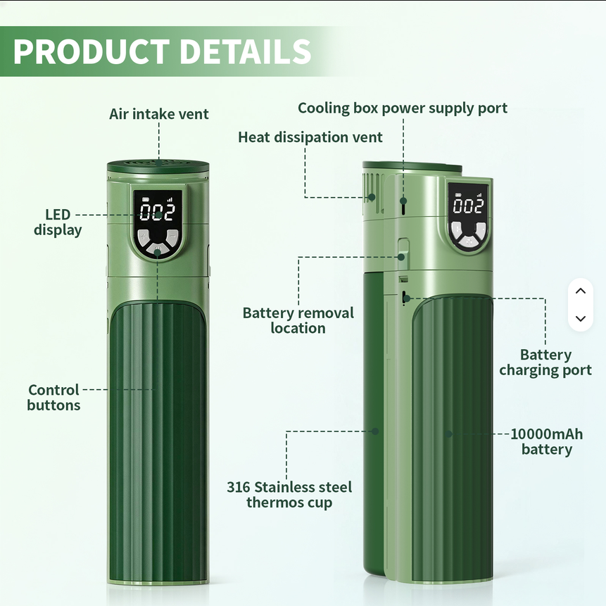 X9 NAVIGATOR PRO Thermoelectric Travel Cooler (GREEN, w/ Adj. Temp, w/ CCC 20 000  mAh Battery)