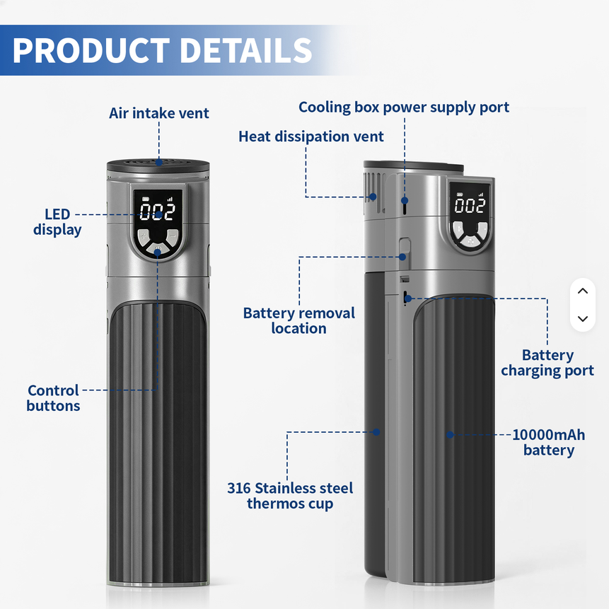 X9 NAVIGATOR PRO Thermoelectric Travel Cooler (GREY, w/ Adj. Temp, w/ CCC 10 000 mAh Battery)