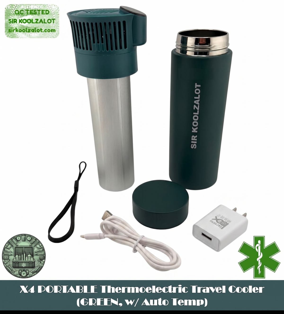 X4 PORTABLE Thermoelectric Travel Cooler (GREEN, w/ Auto Temp)
