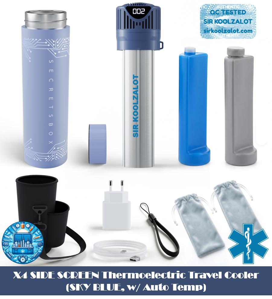 X4 SIDE SCREEN Thermoelectric Travel Cooler (SKY BLUE, w/ Auto Temp)